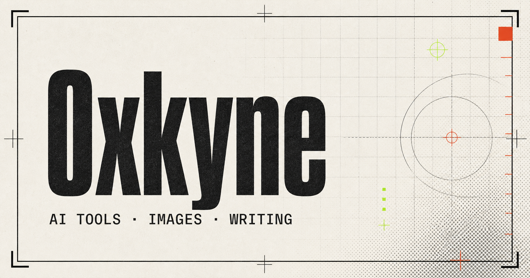 0xkyne 的黑、米白、荧光绿与朱红色视觉海报